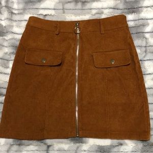 NWOT Cognac Corduroy Skirt
